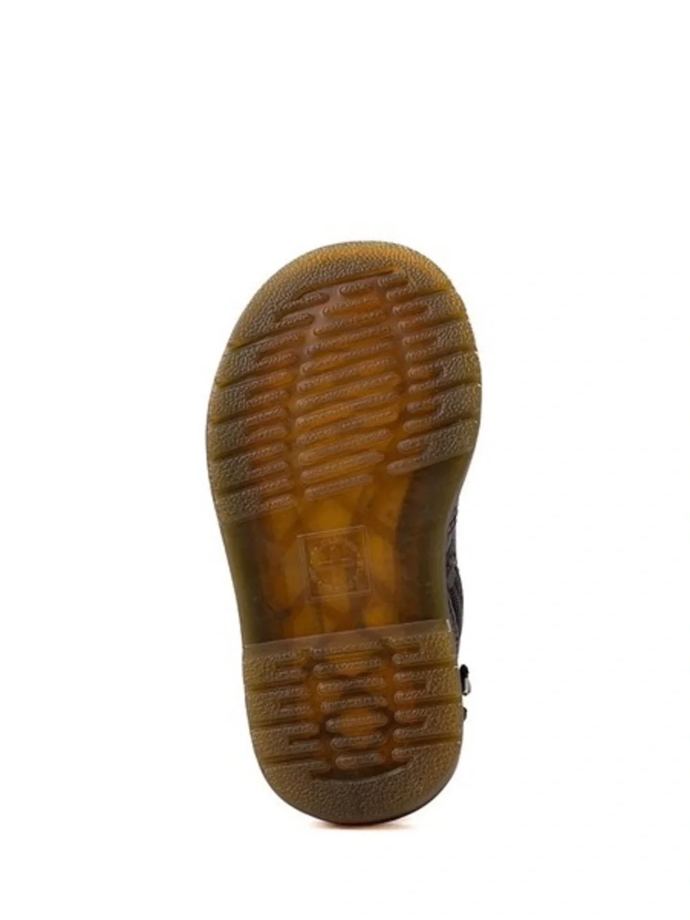 Dr. Martens Black Leather Toddler Lace-Up Boot with Yellow Stitching